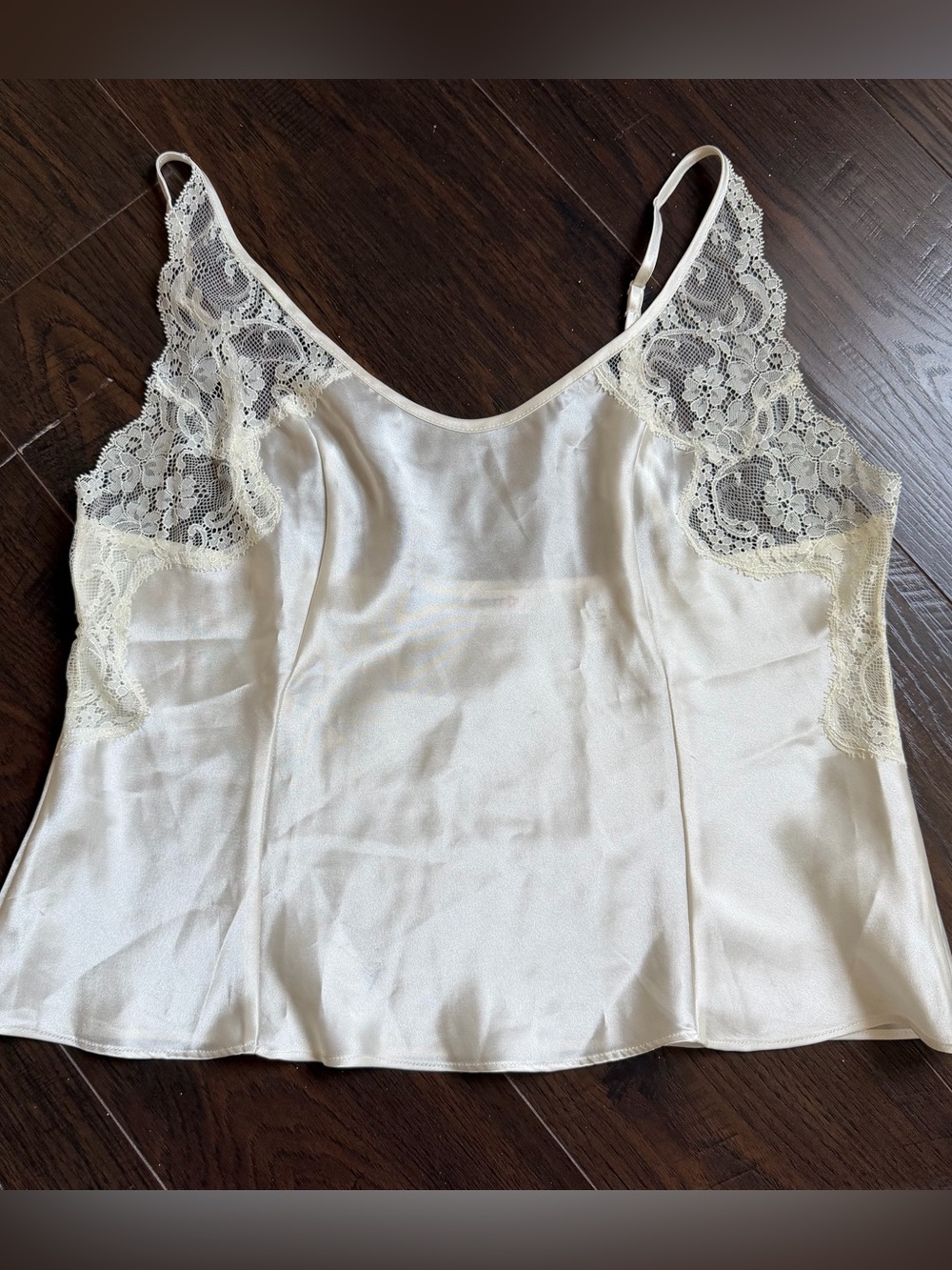 Vintage Victorias Secret Satin Cream Lace Cami Pajama Top